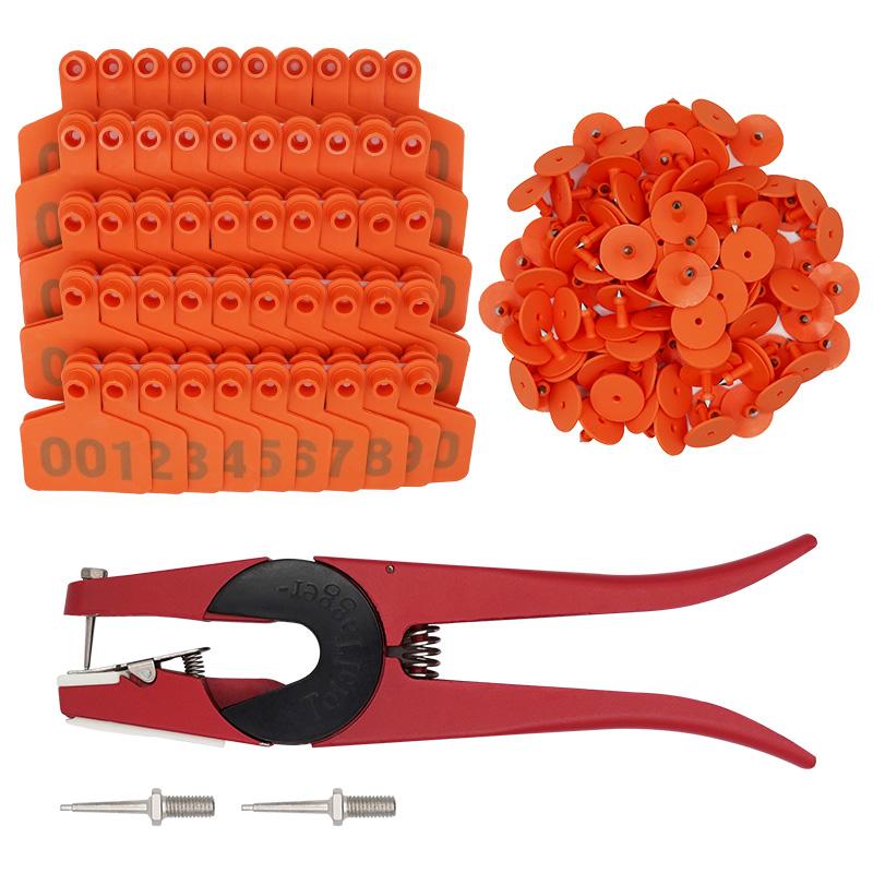 100Pcs Livestock Cattle Goat Ear Tags Card Pig Ear Card, Animal Ear Tag Pliers and 2 Pins for Cattle Sheep Pigs Ear Tags