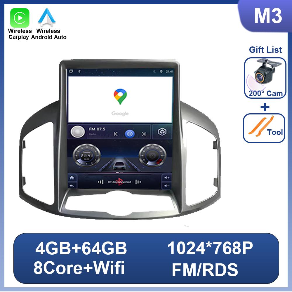 9.7 inch Car Stereo Android 14 For Chevrolet Captiva 1 2011 - 2016 For Tesla Style Wireless Carplay DSP 4G Wifi GPS Navigation