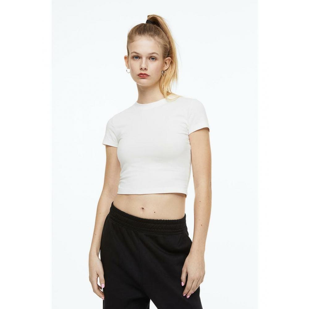 

Комплект из 2 укороченных футболок H&M Черный Белый 1141812001