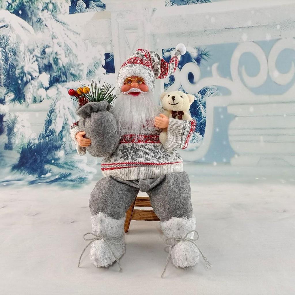 Weihnachtsmann Sitzende Figur Weihnachts-Szene Puppe Dekorationen Feiertagsgeschenk