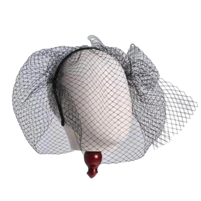 Birdcage Wedding Veil Hairband for Bride Half Face Cover Veil Headband Dance Party Elegant Headdress Evening Party Veil