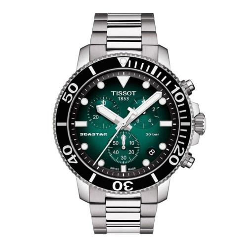 

Tissot Seastar 1000 Chronograph Watch with Bracelet, Officially Imported, Men s, T1204171109101, Green Dial