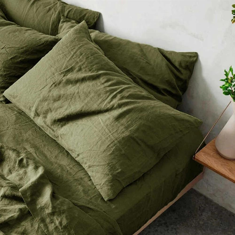 Ensemble de 2 Taies d'oreiller Douces Respirantes 100% Lin Housse de Coussin Décoratif Carré Différentes Tailles pour Lit Canapé Sofa Enveloppe