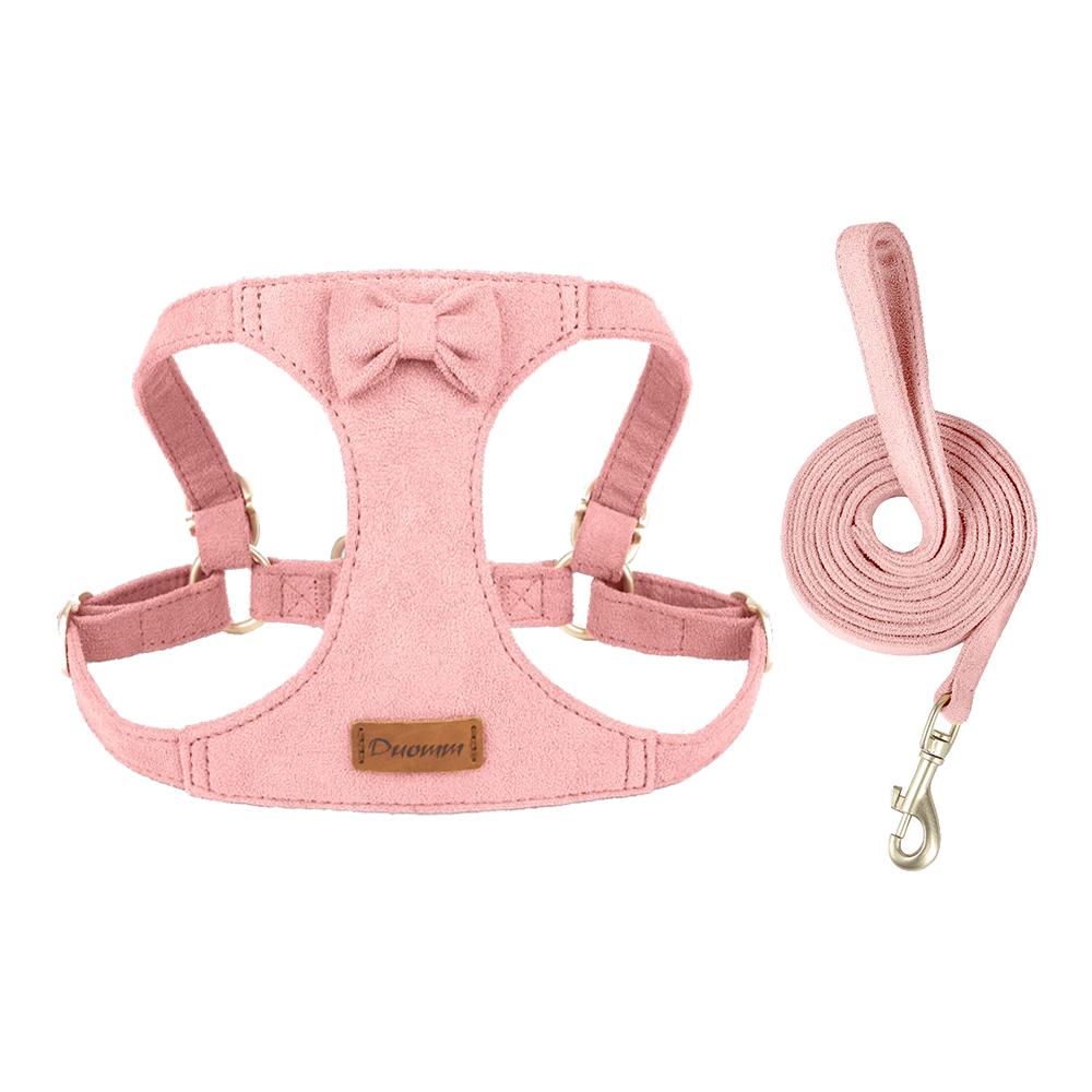 Trendy Premium Suede Dog Harness Leash Set - Adjustable Pet Chest Strap Soft & Durable Puppy Kitten Fashion Accessories