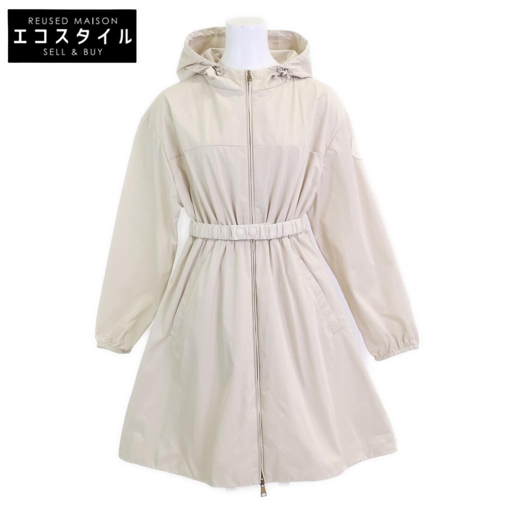 Moncler White Polyester Alfirk Long Coat Coat 1 beigeUsed