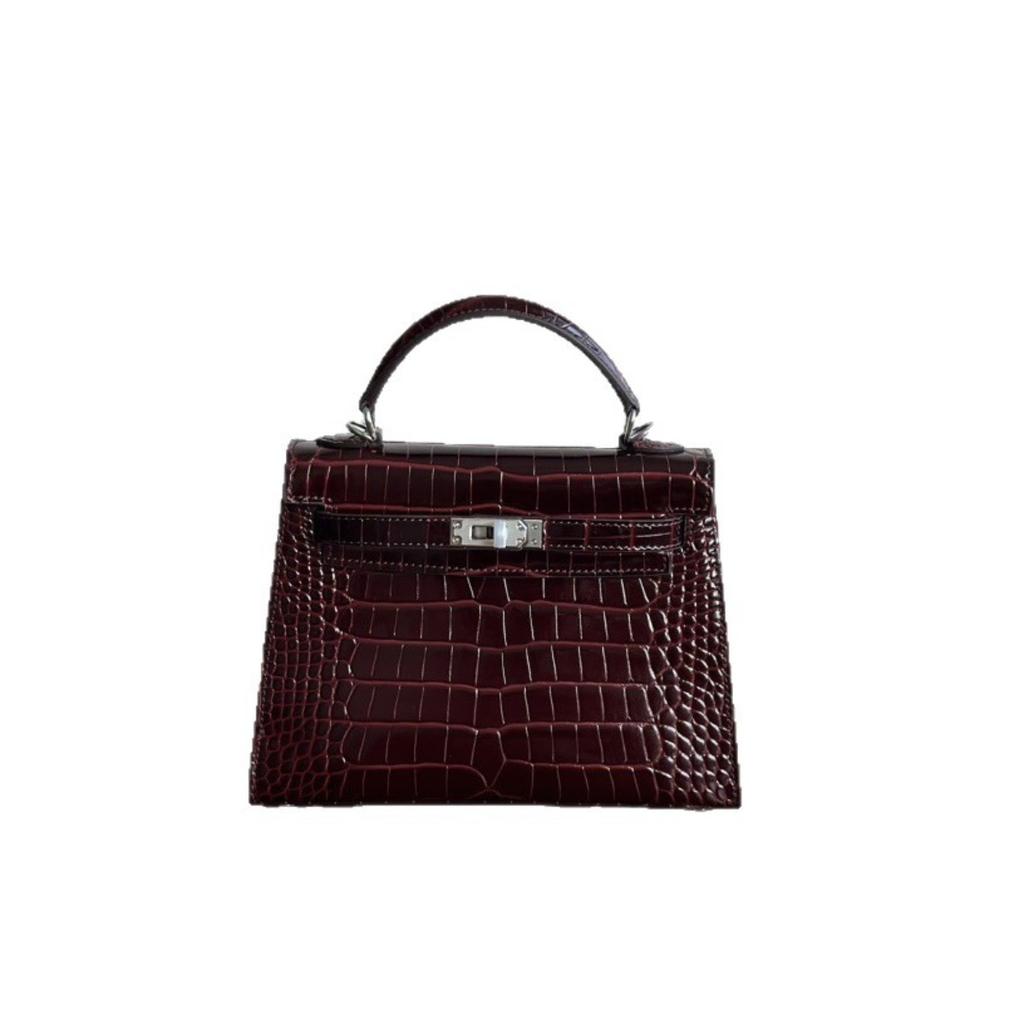 Kazilan 22cm Kelli generation crocodile pattern first layer cowhide handbag fashionable versatile single shoulder messenger women's bag