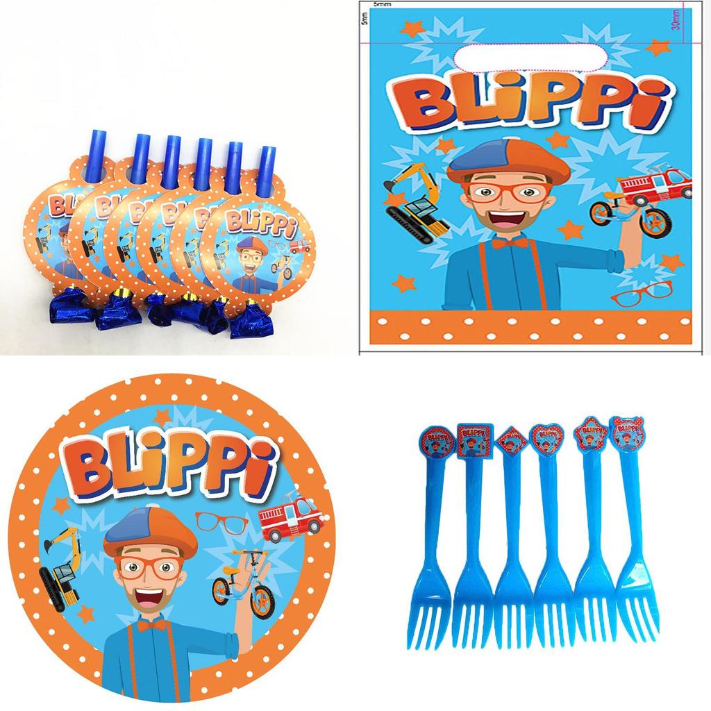 Exquisite Blippi Toy Party Supplies Plates Cups Straw Banner Balloons