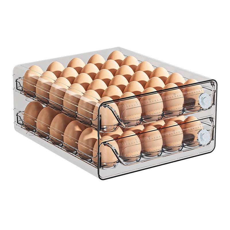 Transparent Double-Layer Egg Storage Box for Kitchen Refrigerator