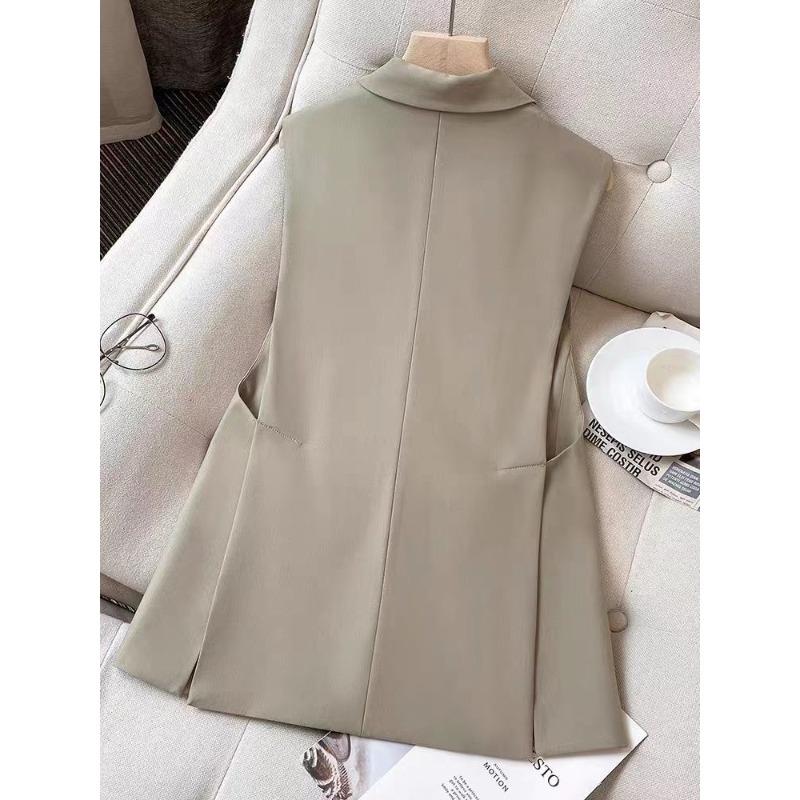 Moda Damska Czarna Kamizelka Wiosna Jesień Bez Rękawów Kamizelka Slim Fit Casual Odzież Wierzchnia Top w Stylu Koreańskim