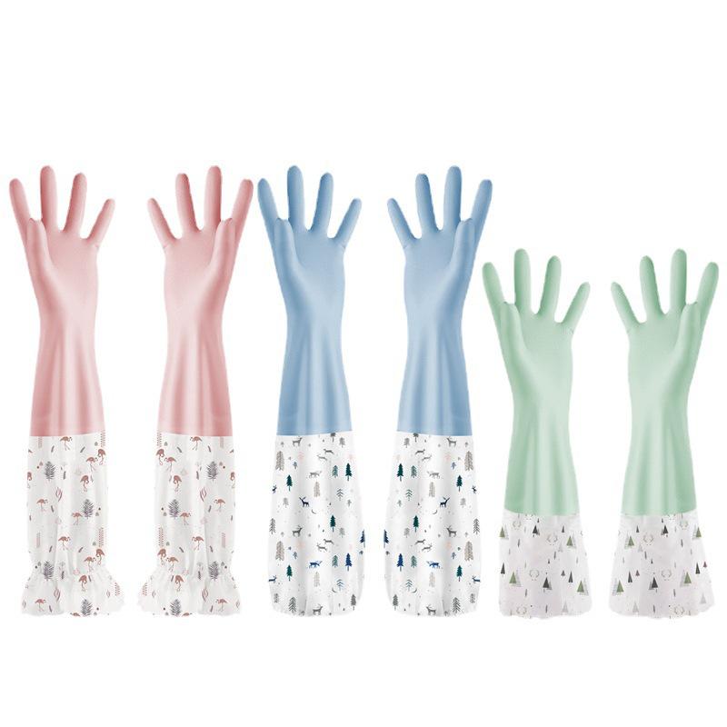 Fleece-Lined Waterproof Rubber Gloves for Dishwashing and Laundry