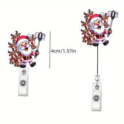Santa & Reindeer Card Storage Clip, a Durable Christmas-themed Holder for Medical Staff and Students.