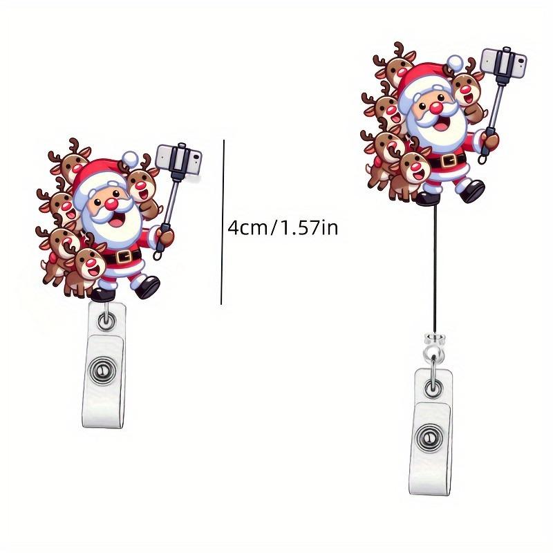 Santa & reindeer card storage clip, a durable Christmas-themed holder for medical staff and students.