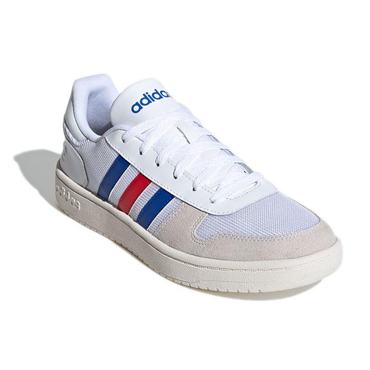 Adidas Hoops 2.0 White Blue Red Men Sneakers Cloud-White Collegiate-Royal Scarlet FW8250