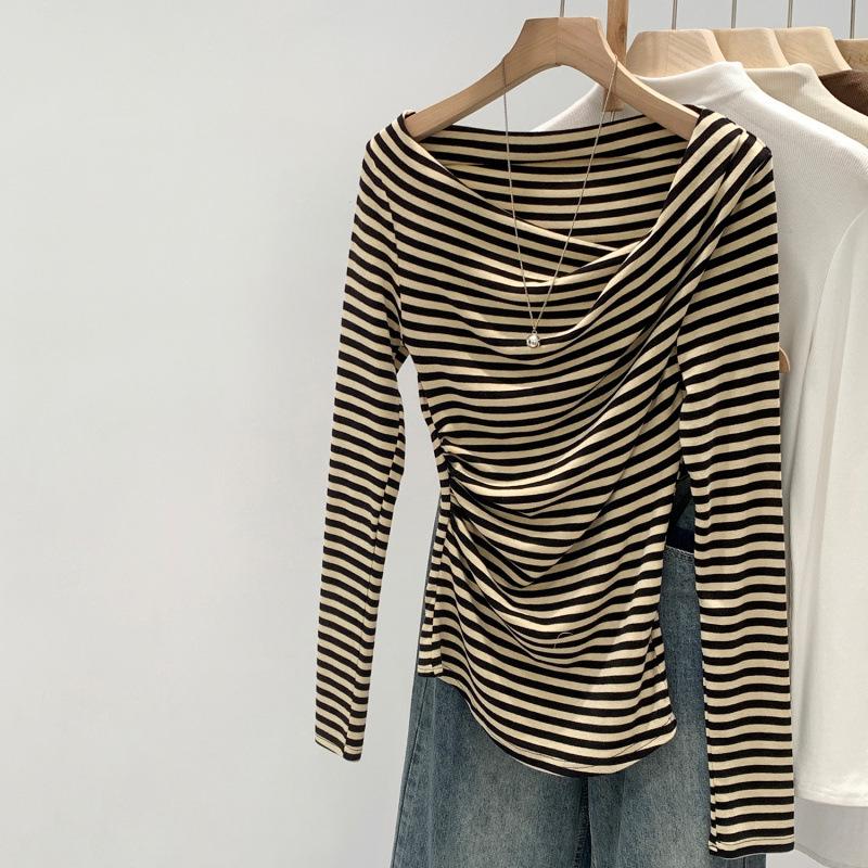 European Long-Sleeve V-Neck Striped Top XL