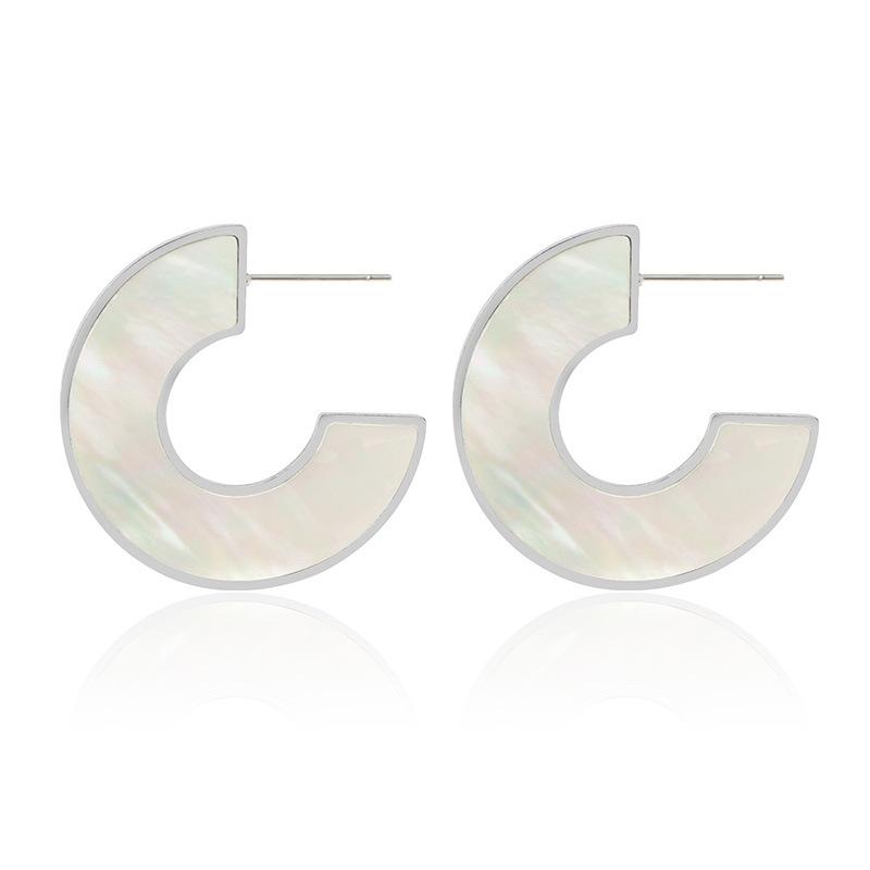 Серьги французской ниши высокого качества в форме буквы С из белого листа рябчика, серьги из нержавеющей стали с инкрустацией в виде ракушки, преувеличенный темперамент