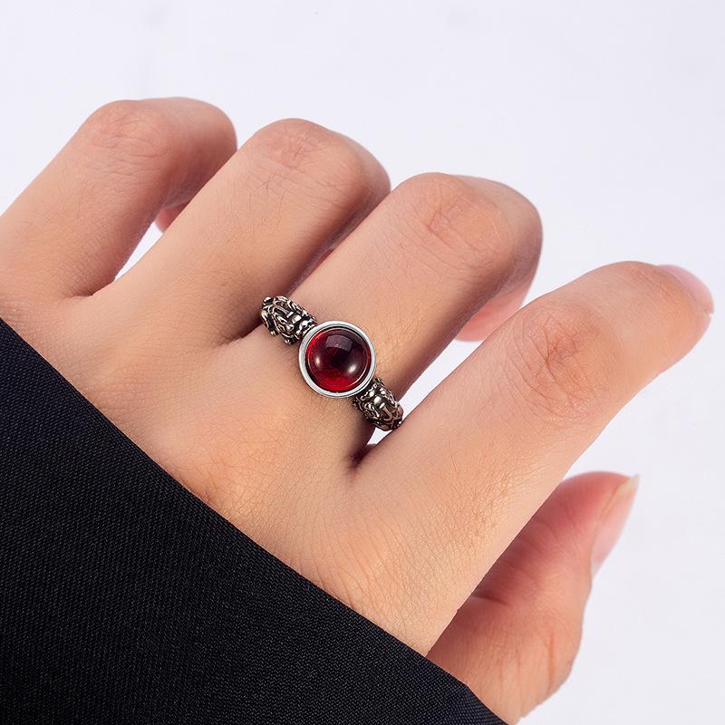 Ethnic Style Pixiu Ring: Women's Sterling Silver, Copper Coin Design, Retro Craftsmanship, Artistic Open-Ended Chinese Trend.