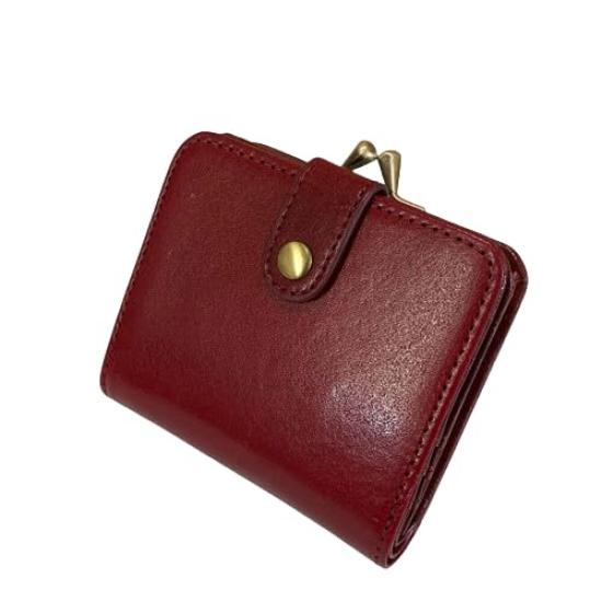 Italian Leather Clasp Wallet In Red