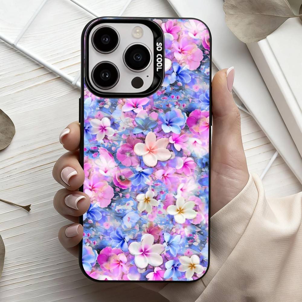 F-Flowers A-art Phone Case For iPhone17,16,15,14,13,12,11 Plus,Pro Max Candy Silver Plated Inside Cover