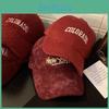 Cozy Red Embroidered Lambswool Baseball Cap For Women Winter Warmth And Style