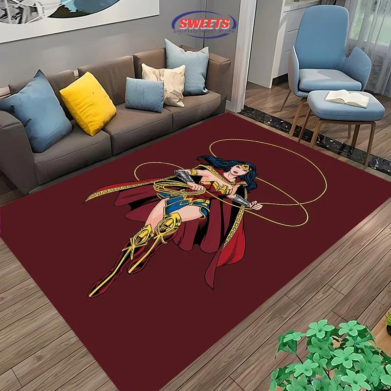 DC Wonder Woman Area Carpet,Living Room Bedroom Children's Room Sofa Mat,Four Seasons Available Doormat Floor Anti-slip Rug,Gift