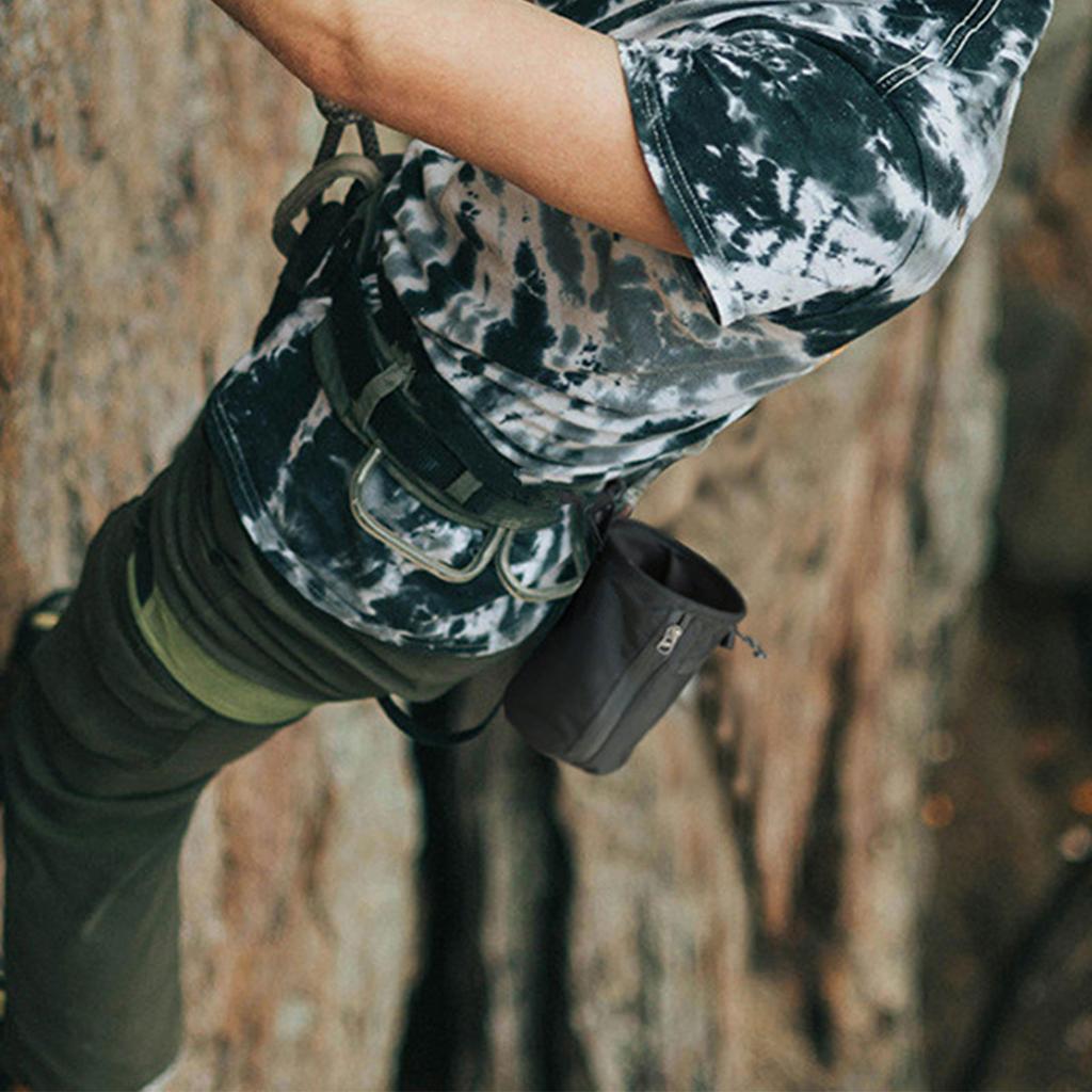 Climbing Chalk Bag Adjustable Waist Bag Strap Zipper Storage Pocket & Brush Holder Rock Climbing & Bouldering Chalk Bag