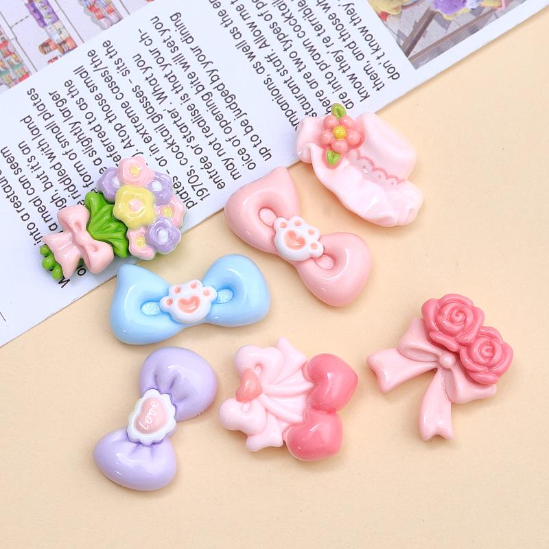 Powder Floral Bow Tie Charm: DIY Resin Hair Clip & Crocs Accessory