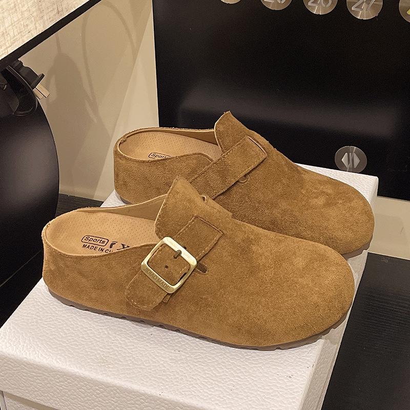 

Модные ретро полушлепанцы с толстой подошвой и сумкой на носке, женские, новые весна-лето 2025, универсальные, на одной педали, для улицы, ленивые туфли 40 верблюд