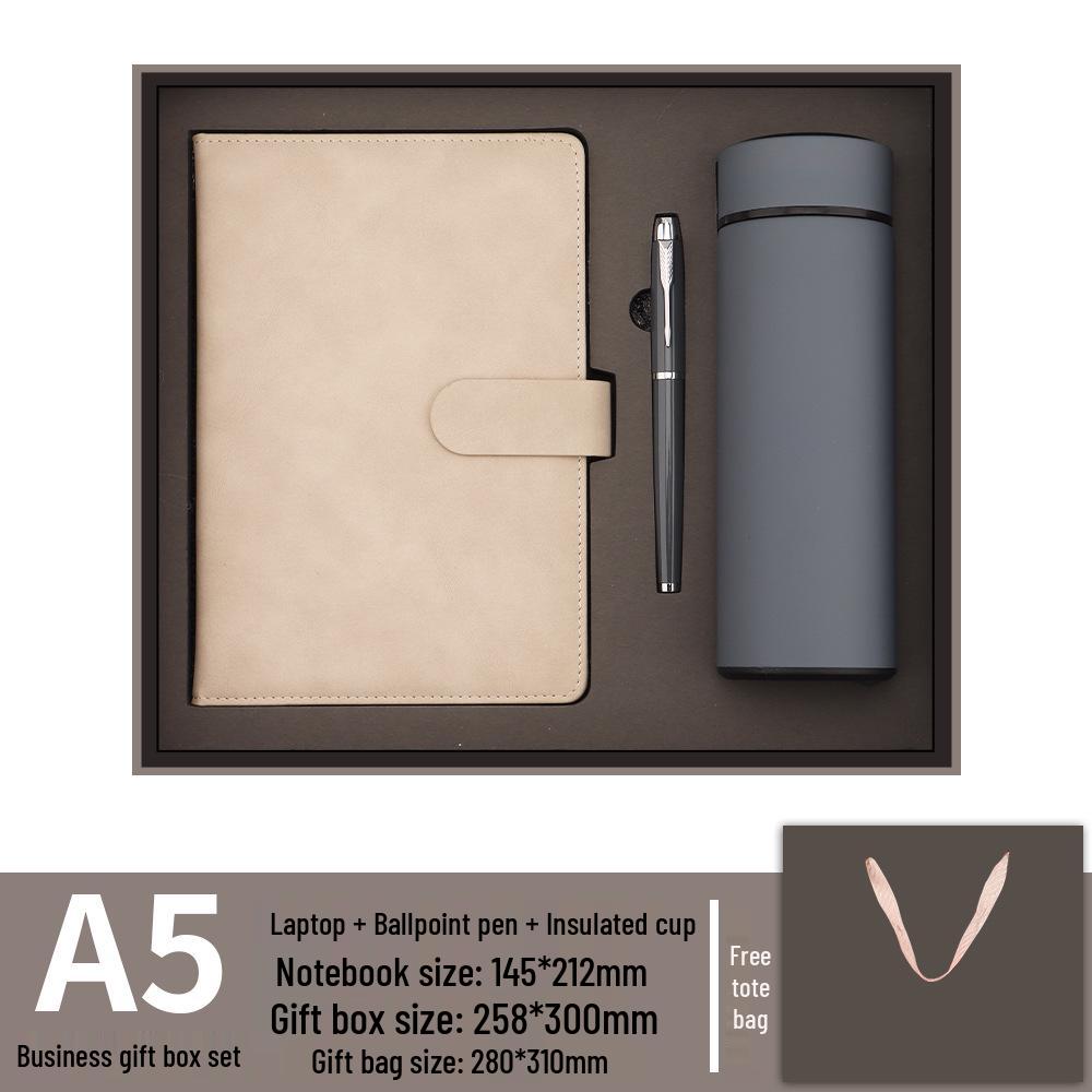 A5 Custom LOGO Business Notebook Set: Faux Leather Stationery Gift for Company Events