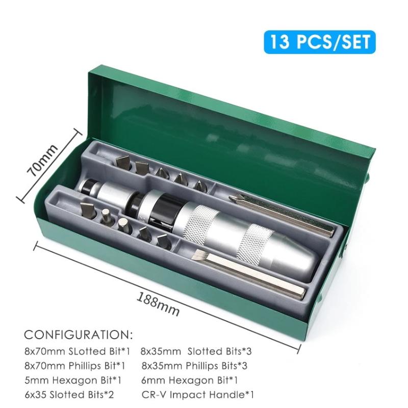 13pcs Chrome Vanadium Steel Impact Screwdriver Set Household Electric Screwdriver Cordless Screwdriver Impact Driver