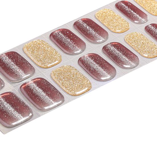 Tiras de Esmalte com Glitter com Lixa Fácil de Aplicar Remover Autoadesivas Unha Inteira Feminina Adesivo para Unhas Manicure Caseira Decoração DIY Nail Art Wrap