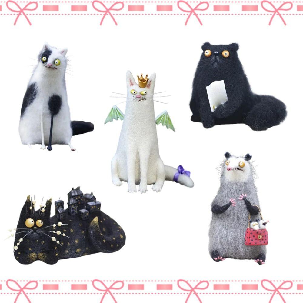 Unique Cartoon Animal Wool Felt Familiars Quirky Handmade Companions MIni Mini Animal Decor Desk Figurines Home Decor