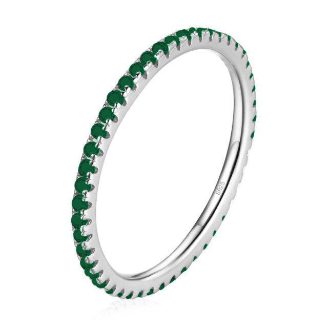 New Trendy Rainbow Simulated Diamond Stackable 925 Sterling Silver Eternity Ring for Women Wedding Finger Band Gift Z30
