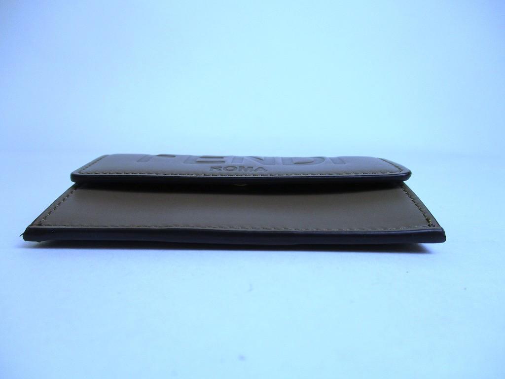 Authentic FENDI ROMA Grege Leather Gold H/W Coin Purse Credit Card Holder #a798  Refurbished