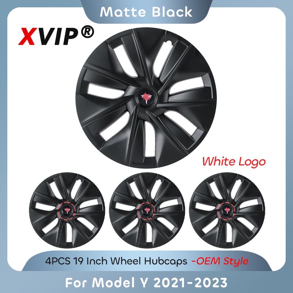 

XVIP 19 Inch Original Wheel Cover OEM Style Matte Black Racing Gemini Style Replacement HubCaps Full Rim For Tesla Model Y 21-23