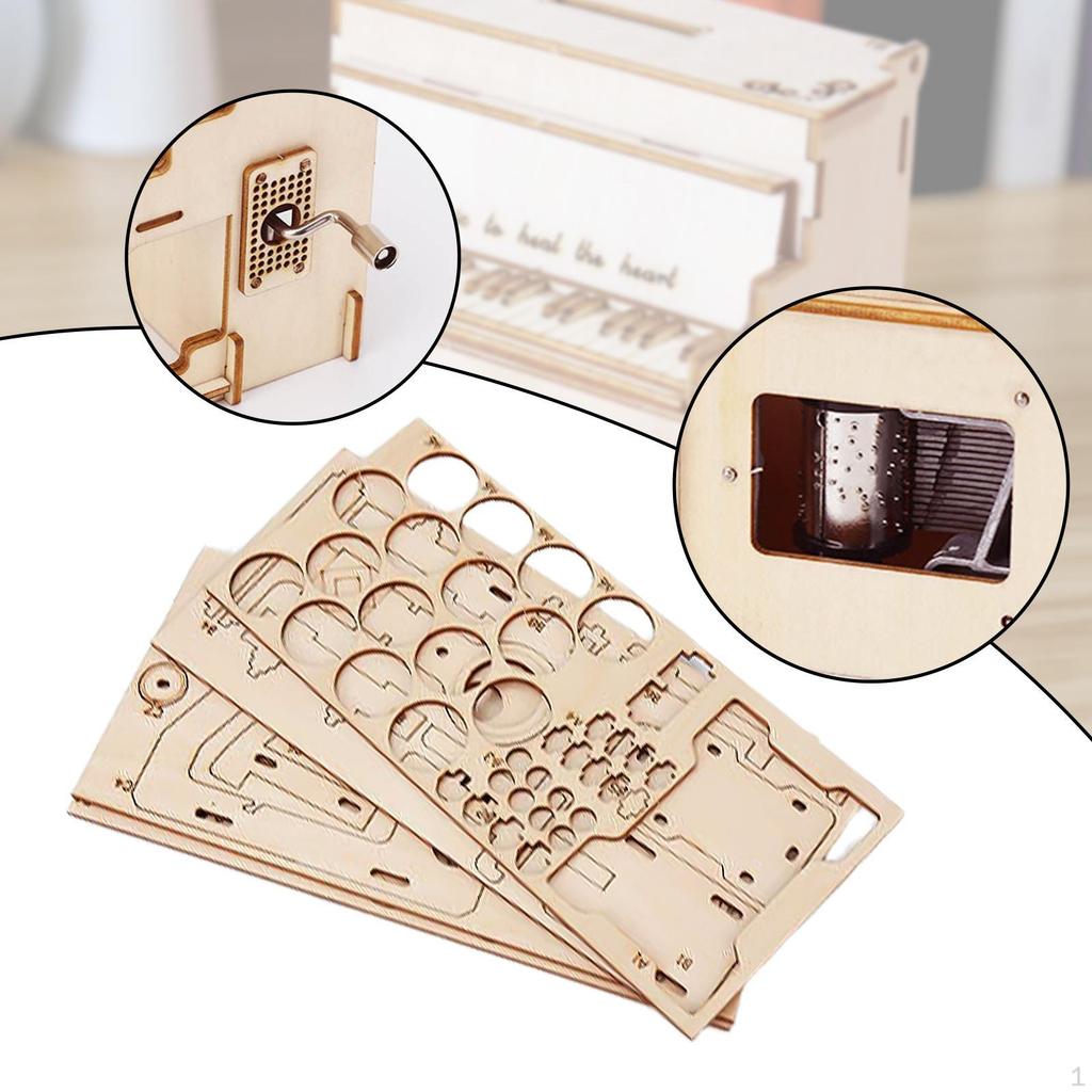 3D Puzzles DIY Piano Music Box Desk Decor Building Kit Assembling Wooden Puzzle