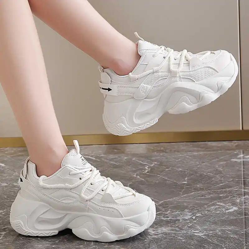 Fashion Autumn-spring Plataform Women's Summer Sneakers White Woman High Shoes Black Boot Woman Sport League Comfort 2025summer