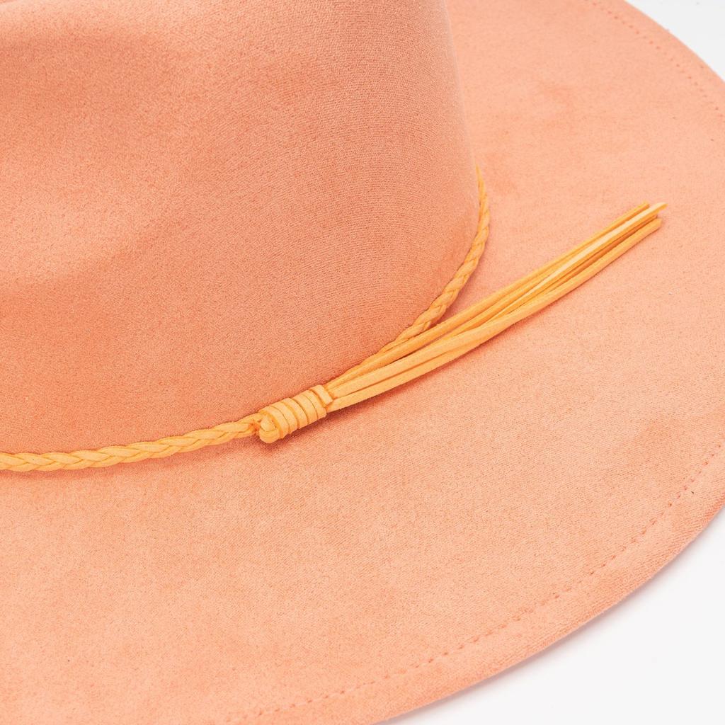 9.5Cm Big Edge Peach Heart Top Hat, Suede Felt Hat, Retro Fashion Big Eaves Hat, Flat Edge Gentleman'S Hat