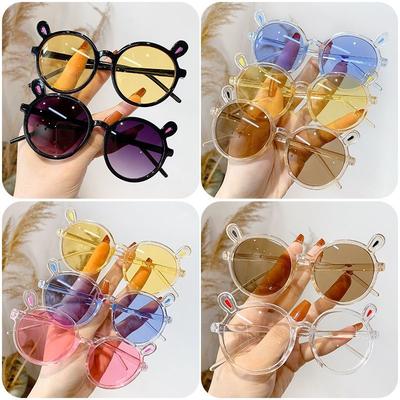 Trendy Children'S Sunglasses Cute Bear Ears Round Frame Sunglasses Transparent Cartoon Children'S Glasses