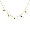 European & American Style Colorful Zircon Water Drop Pendant Necklace, Women's Clavicle Chain, 18K Gold Plated Titanium Steel