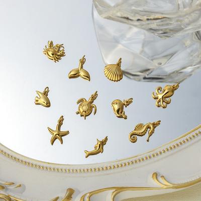 Personalized Diy Electroplated Stainless Steel Marine Life Pendant, Gold, Starfish Diy Handmade Necklace Jewelry Accessories