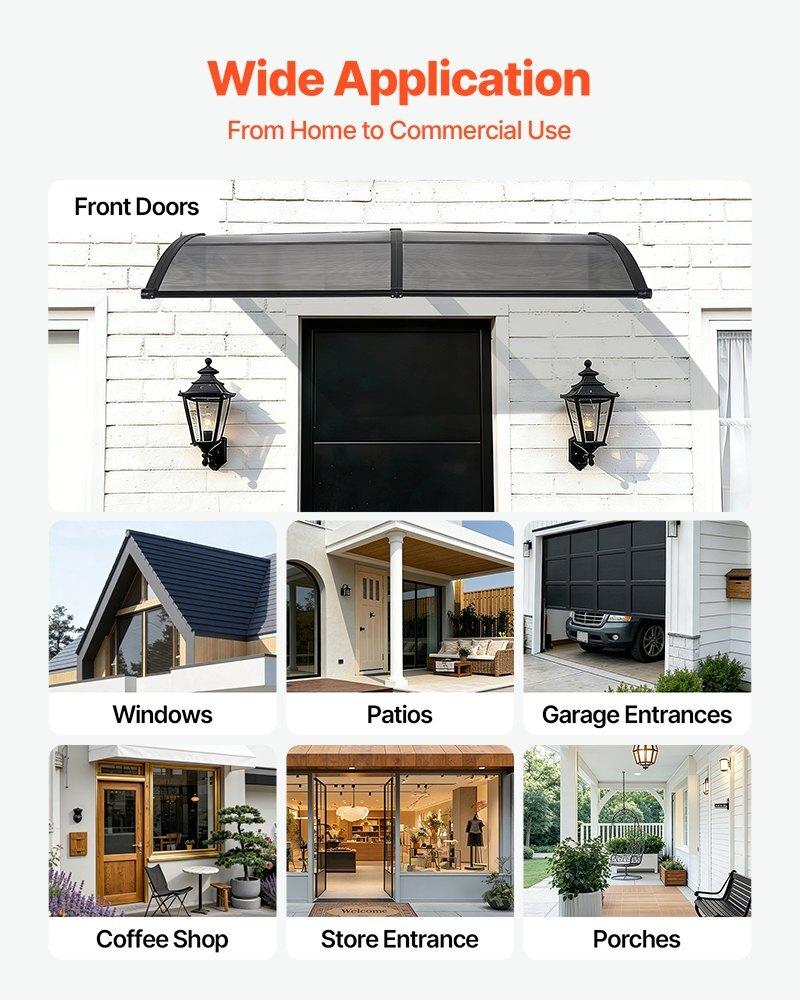 Awnings for Door Entrance, 38 x 78 in, Exterior Front Door Window Awnings with Drainage & ABS Bracket, Rain Snow Sun Protection, Overhang