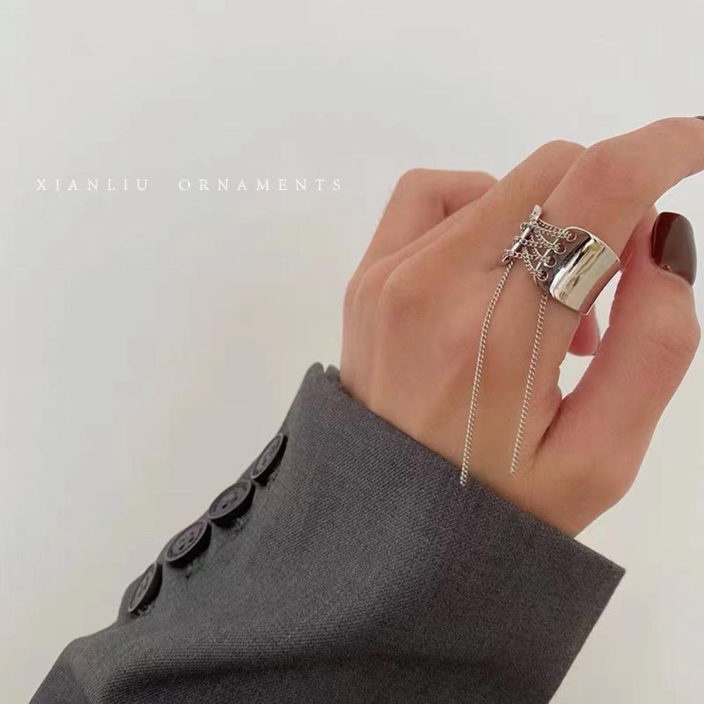Punk Chain Tassel Rings Hip Hop Party Jewelry Vintage Open Ring