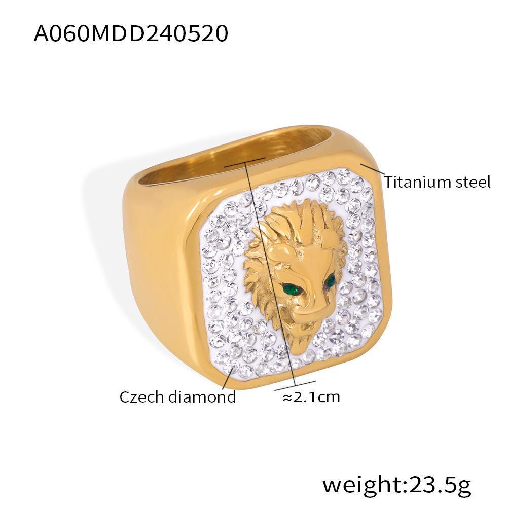 

Европейско-американский хип-хоп набор: позолоченная титановая цепочка и кольцо с львом