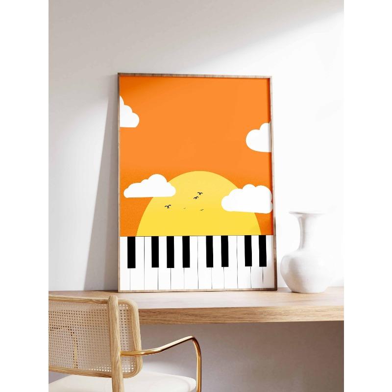 

Скандинавский Современный Абстрактный Холст Постер Музыка Воображение Настенное Искусство Черно-белые Принты Клавиш Пианино Подарок для Музыканта Домашний Декор 21cm×30cm NoFrame