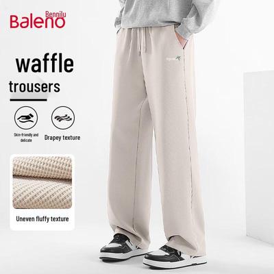 Baleno Herren Waffelstrick Weitbeinige Lässige Jogginghose