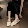 Fashion Women Dress Shoes Women's Square Toe Hollow Out Sandals Woman Slipper Designer Flat Elegant Shoe Sheepskin Inner Layer 2025