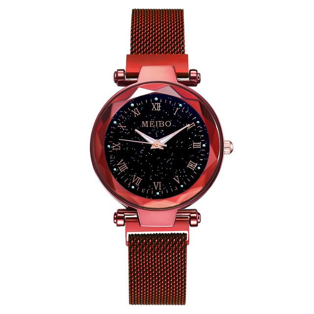 Fashion Women Starry Sky Watches Magnetic Mesh Belt Watch Women Dress Luminous Quartz Wristwatch