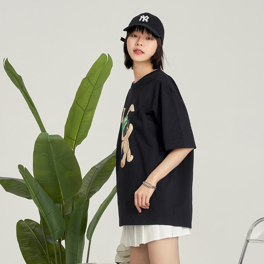 New MLB Drop Shoulder Sleeve T-Shirt Unisex Black 3ATSQ0131-50BKS