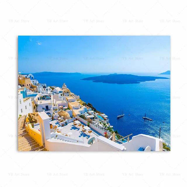 Santorini Griechenland Amorgos Insel Reise Milos Bucht Druck Kunst Leinwand Poster Für Wohnzimmer Dekoration Heim Wandbild