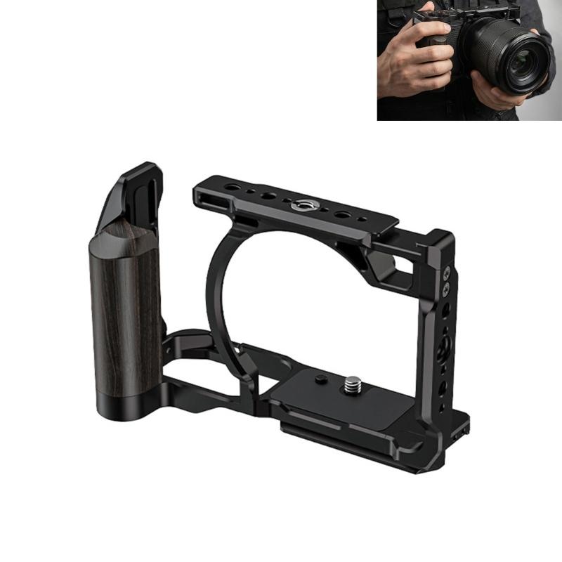 Camera Expansion Frame Cage with Comfortable Wood Grip and Multiple Mounting Point for ZR Photography Accessories